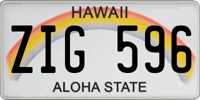 HI license plate ZIG596