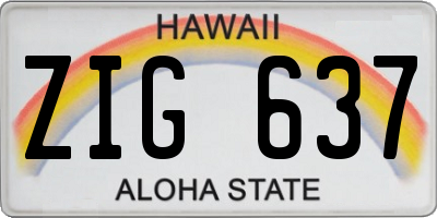 HI license plate ZIG637