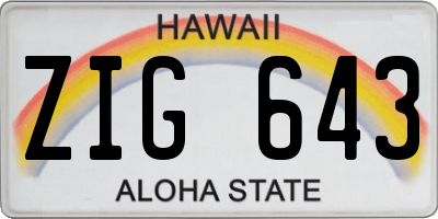 HI license plate ZIG643