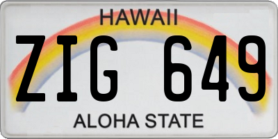 HI license plate ZIG649