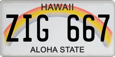 HI license plate ZIG667