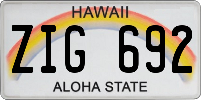 HI license plate ZIG692