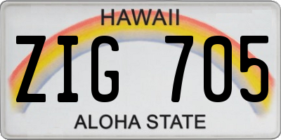 HI license plate ZIG705