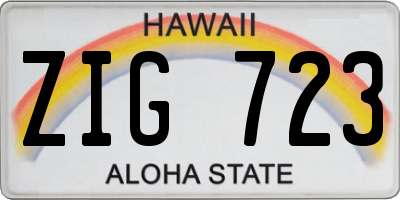HI license plate ZIG723