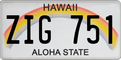 HI license plate ZIG751