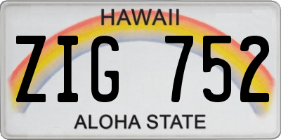 HI license plate ZIG752