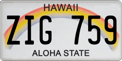 HI license plate ZIG759