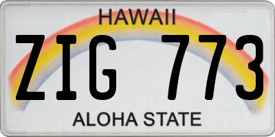 HI license plate ZIG773