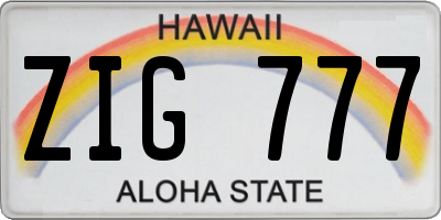 HI license plate ZIG777