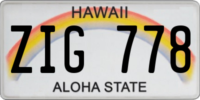 HI license plate ZIG778