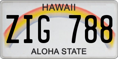 HI license plate ZIG788