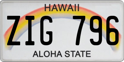 HI license plate ZIG796
