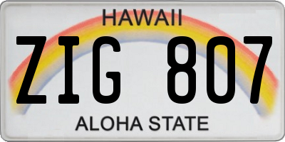HI license plate ZIG807