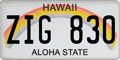 HI license plate ZIG830