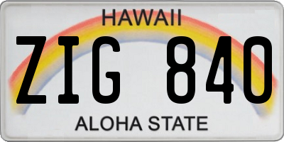 HI license plate ZIG840