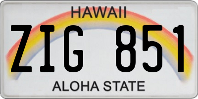 HI license plate ZIG851
