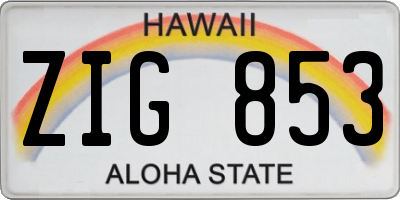 HI license plate ZIG853
