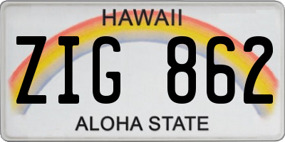 HI license plate ZIG862