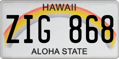 HI license plate ZIG868