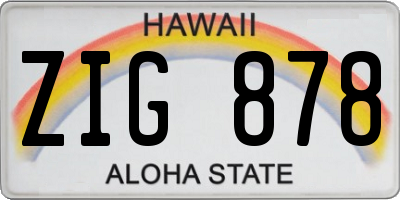 HI license plate ZIG878
