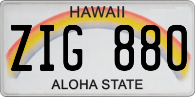 HI license plate ZIG880