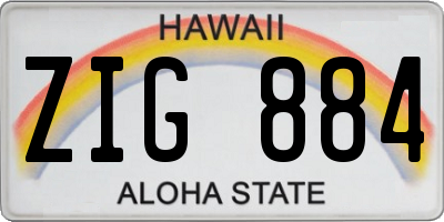 HI license plate ZIG884