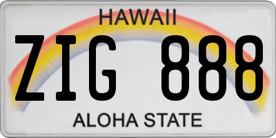 HI license plate ZIG888