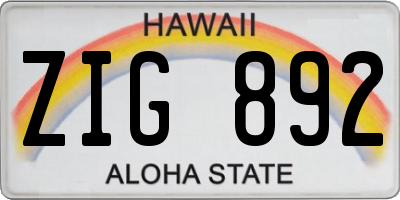 HI license plate ZIG892