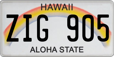 HI license plate ZIG905