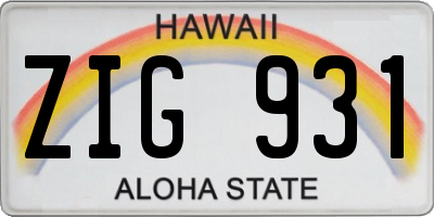 HI license plate ZIG931