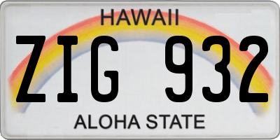 HI license plate ZIG932