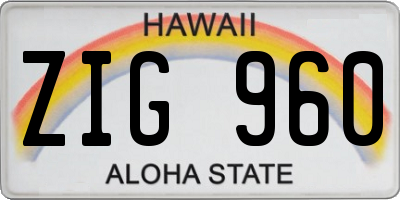 HI license plate ZIG960