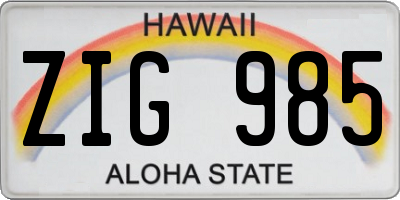 HI license plate ZIG985