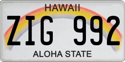 HI license plate ZIG992