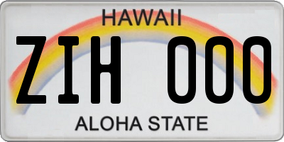 HI license plate ZIH000