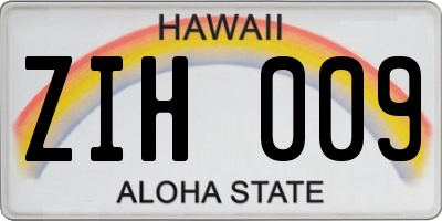 HI license plate ZIH009