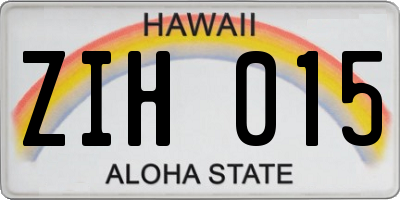 HI license plate ZIH015