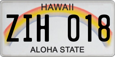 HI license plate ZIH018