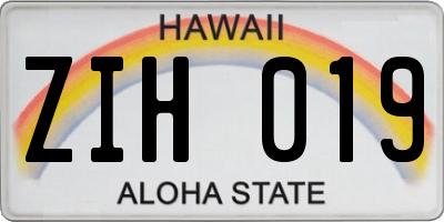 HI license plate ZIH019