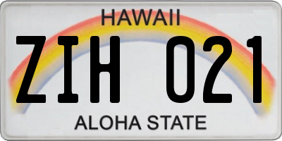 HI license plate ZIH021