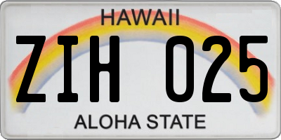 HI license plate ZIH025