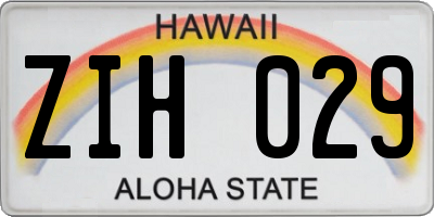 HI license plate ZIH029
