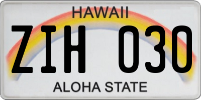 HI license plate ZIH030