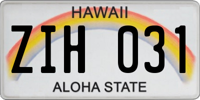 HI license plate ZIH031