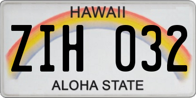 HI license plate ZIH032