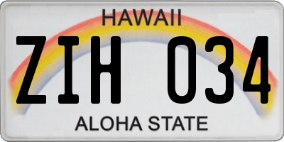 HI license plate ZIH034