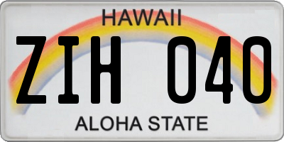 HI license plate ZIH040