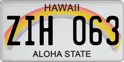 HI license plate ZIH063