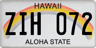 HI license plate ZIH072