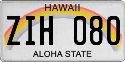 HI license plate ZIH080